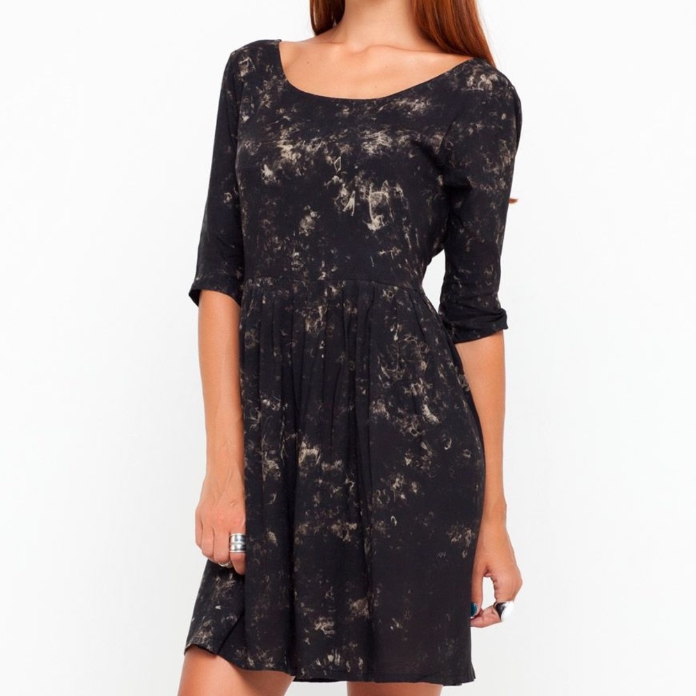 Motel Rocks Black and grey tie dye babydoll dress